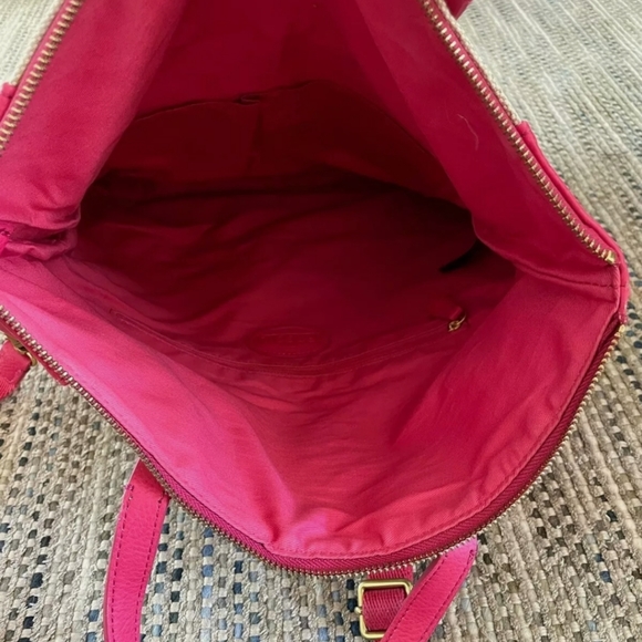 Fossil Explorer Red and Tan Messenger Canvas Crossbody Tote NWOT - Picture 7 of 13